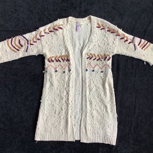 Alya ivory long tunic textured cardigan, size Medium